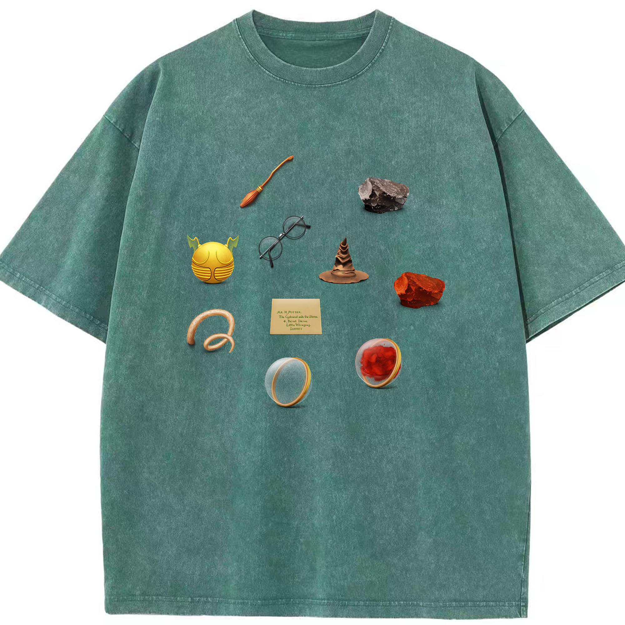 （画像用） Harry Potter ハリー・ポッターシリーズ 綿100% ヴィンテージ風 半袖Tシャツ（フロントプリント）